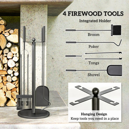 5 Piece Fireplace Tools Set with Stand, Black Fireplaces & Accessories at Gallery Canada