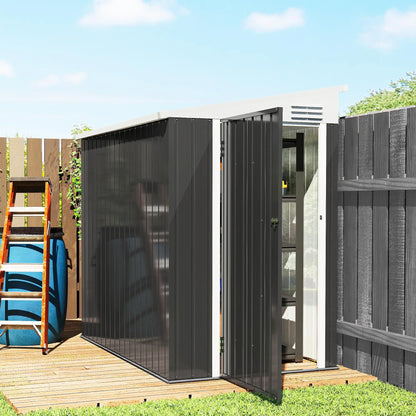 4' x 6' Outdoor Metal Storage Shed, Lockable Door, Dark Grey Sheds at Gallery Canada