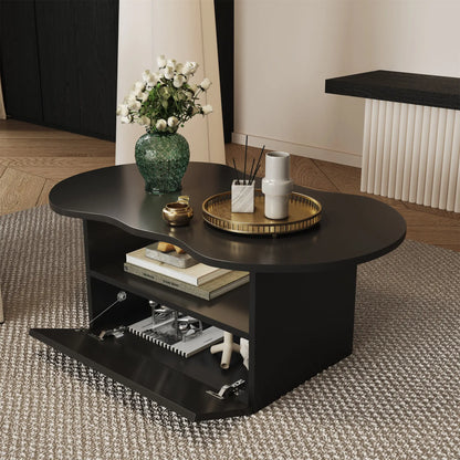 Coffee Table with Drawer, Open Storage, 39.5" L x 23.5" W x 15" H, Black Coffee Tables at Gallery Canada