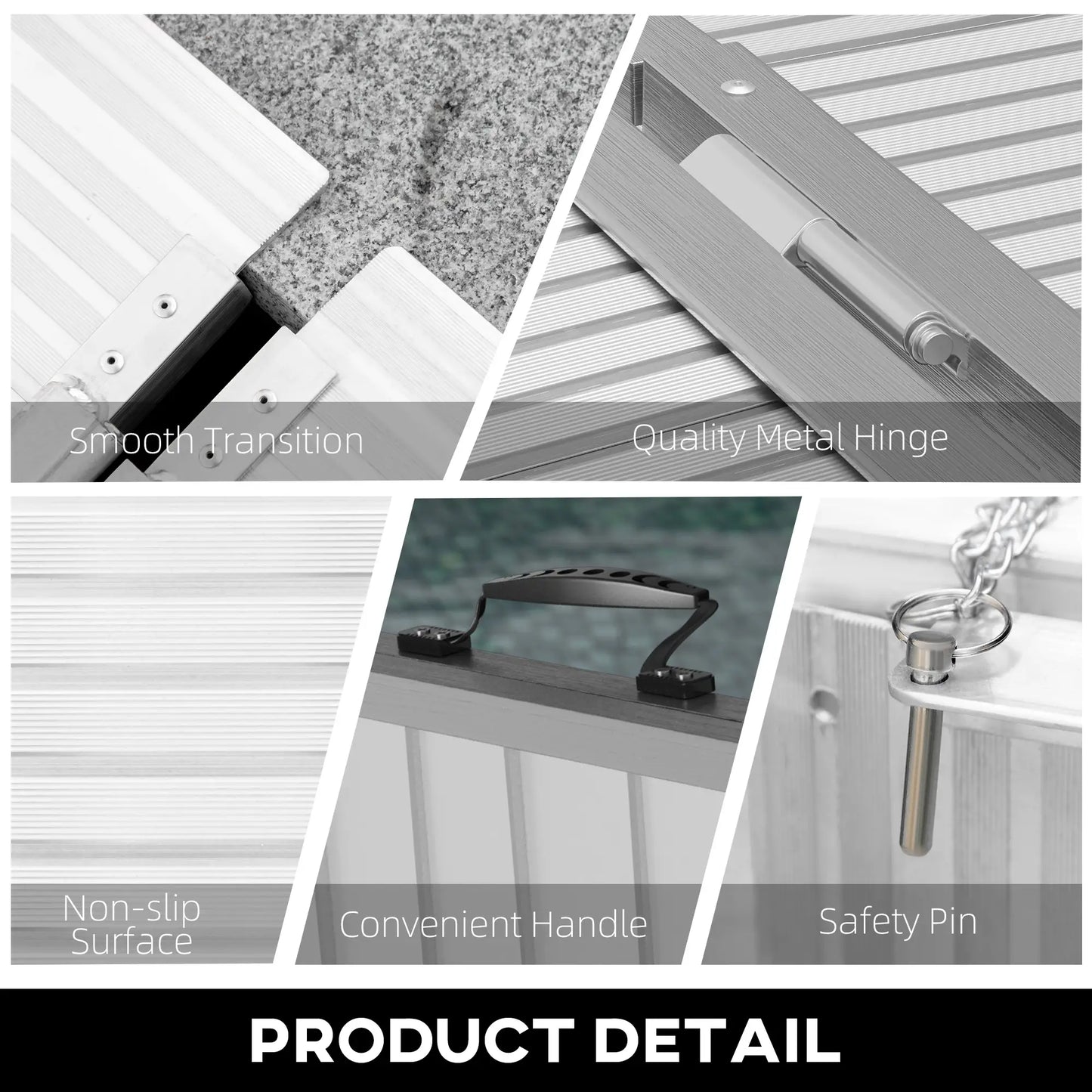 8' Foldable Handicap Ramp, Aluminum Wheelchair Ramp, Textured Threshold, Silver Knee Walker & Wheelchair Ramps at Gallery Canada