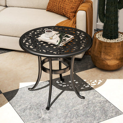 23.6" Round Outdoor Side Table, Cast Aluminum Frame, Black Patio Side Tables at Gallery Canada
