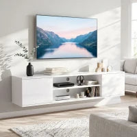 Meuble TV suspendu pour téléviseurs jusqu'à 60", unité TV murale, blanc