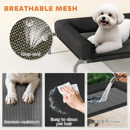 Elevated Dog Bed, Portable Raised Cot, Breathable Mesh, Water-Resistant Bolsters, Black Elevated Dog Beds at Gallery Canada