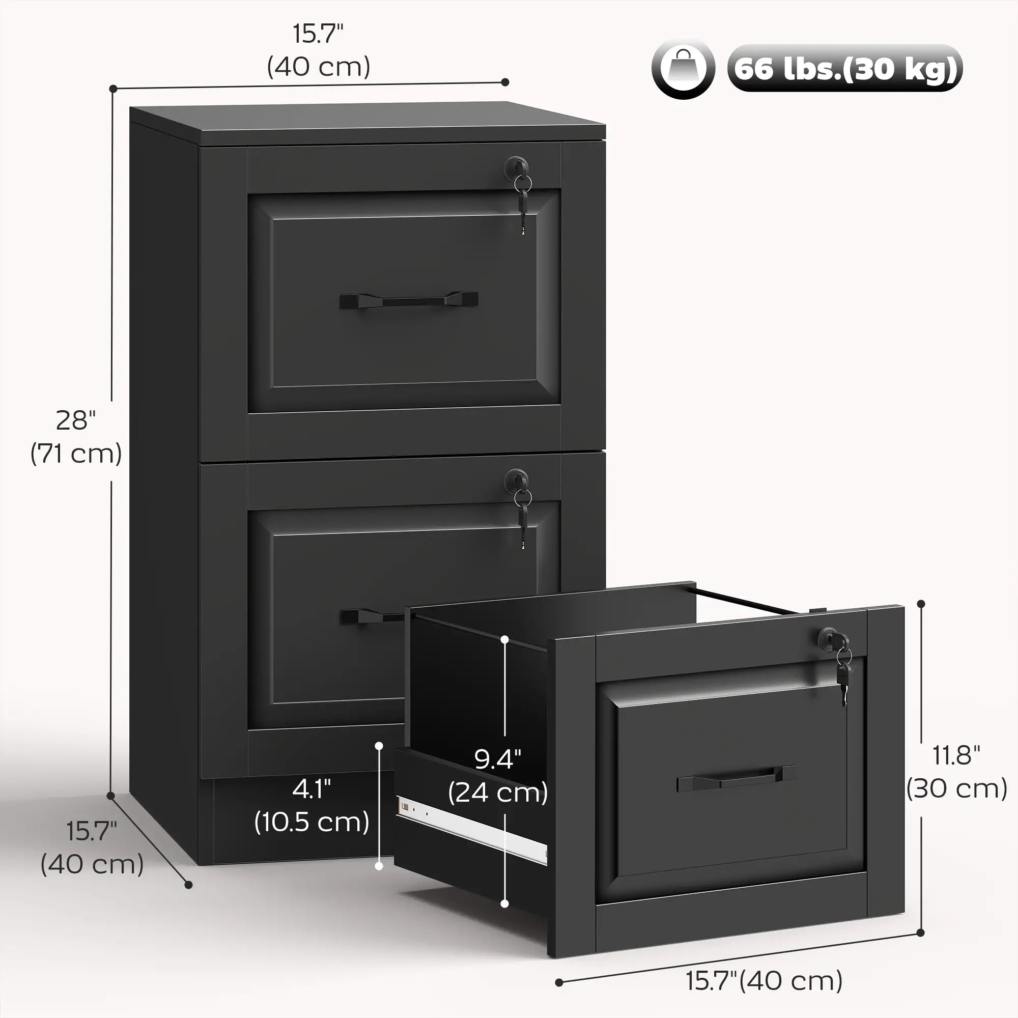 2 Drawer File Cabinet With Lock, Vertical Filing Cabinet, Black Office Cabinets & Cupboards at Gallery Canada