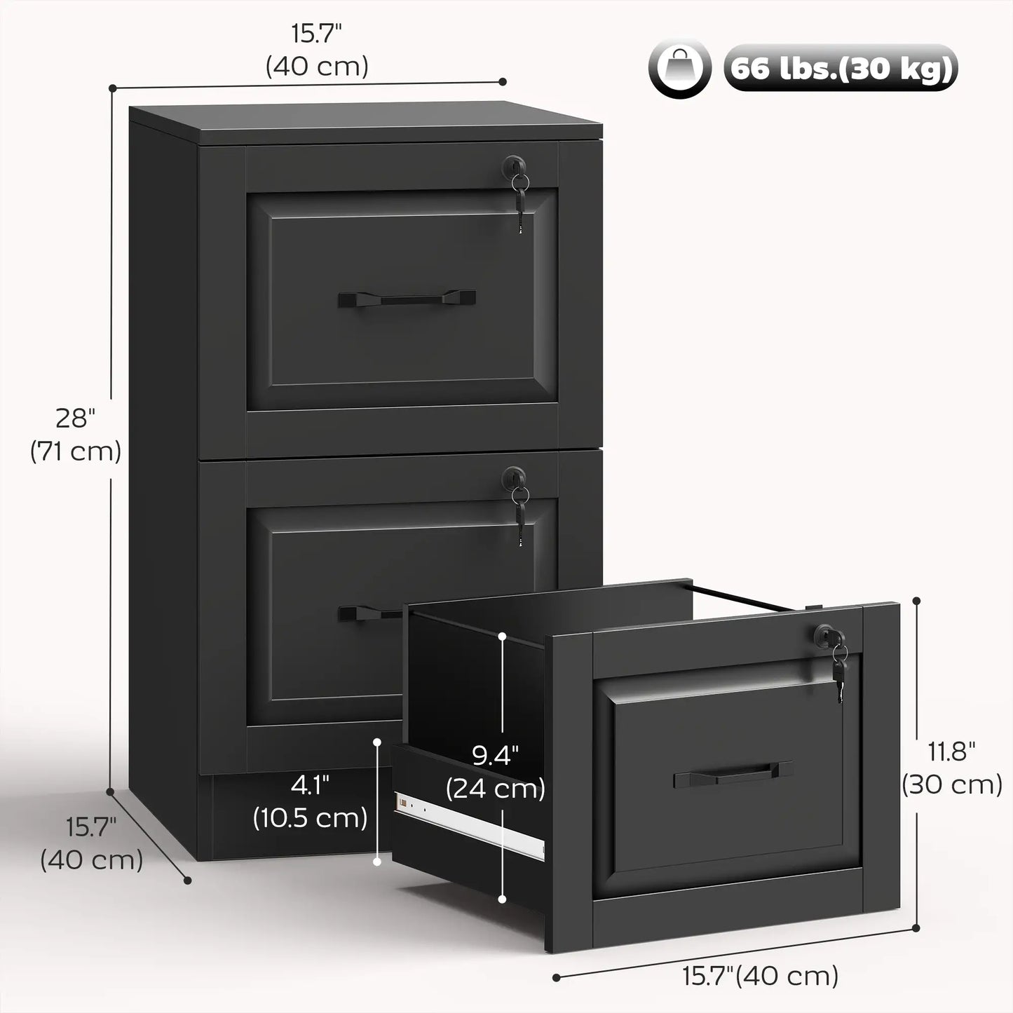 2 Drawer File Cabinet With Lock, Vertical Filing Cabinet, Black Office Cabinets & Cupboards at Gallery Canada