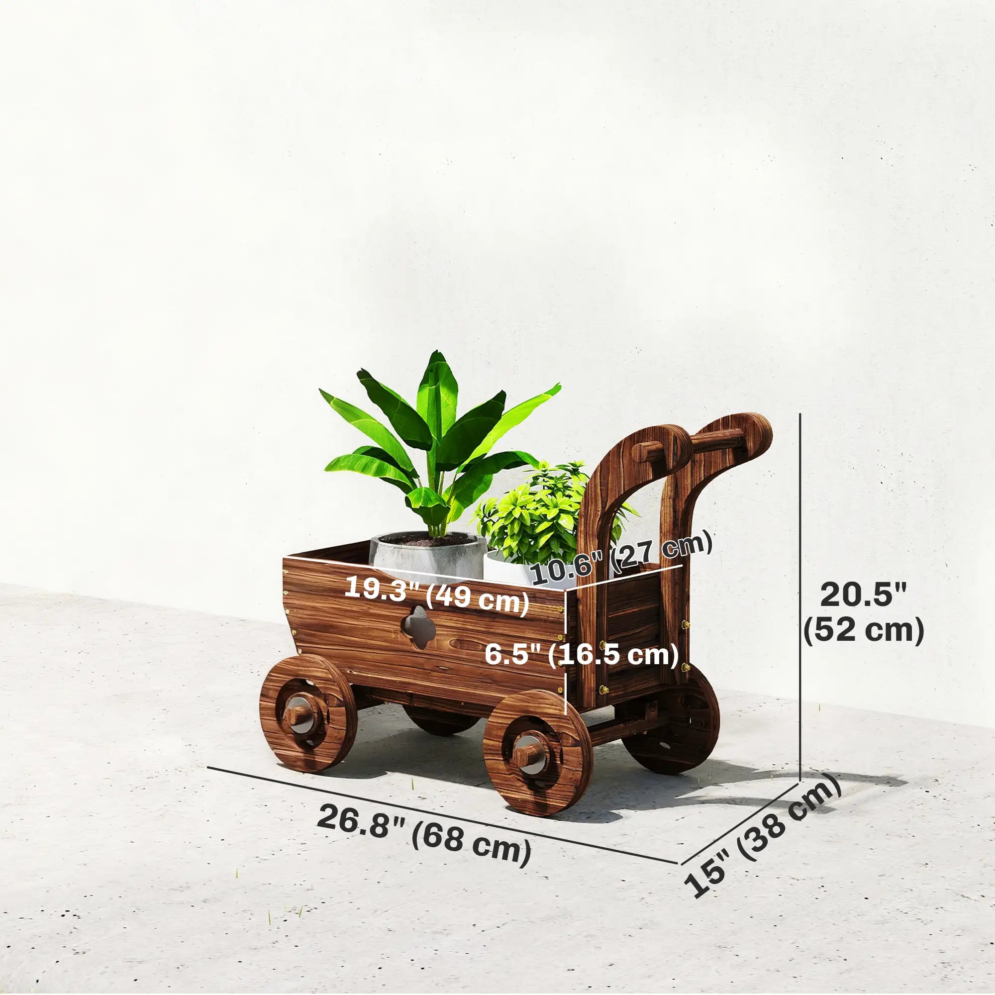 Wagon Flower Planter Cart With Wheels, Garden Wagon With Handle, Carbonized Raised Garden Beds at Gallery Canada