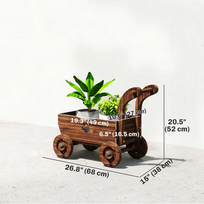 Wagon Flower Planter Cart With Wheels, Garden Wagon With Handle, Carbonized Raised Garden Beds at Gallery Canada