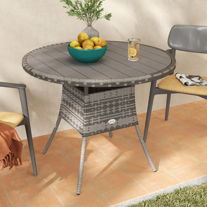 35.4" Outdoor Wicker Dining Table, PE Rattan Patio Furniture, Grey Patio Dining Tables at Gallery Canada
