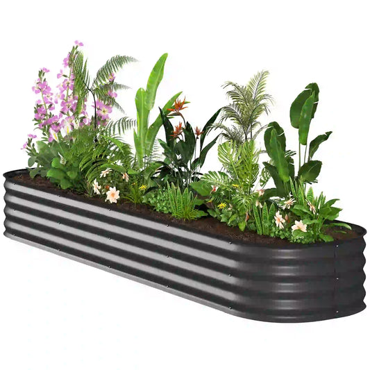 7.9 x 2 x 1ft Galvanized Raised Garden Bed, Metal Planter Box, Dark Grey Raised Garden Beds Dark Grey at Gallery Canada