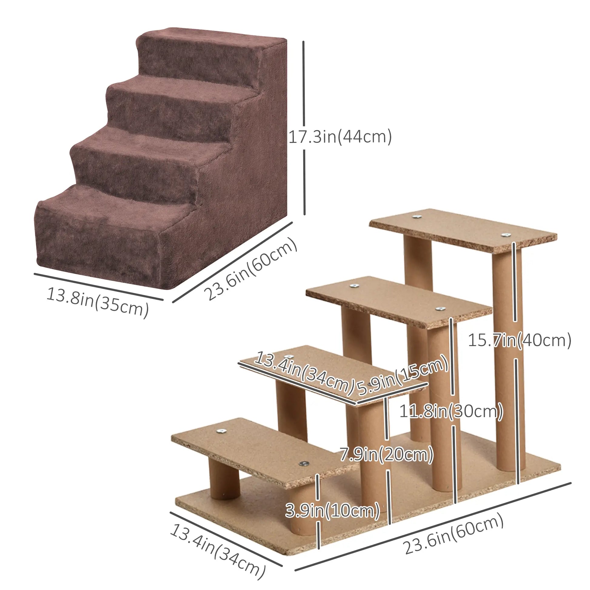 4-Step Dog Ramp for Sofa, Bed, Couch, Removable Cover, Brown Dog Stairs at Gallery Canada