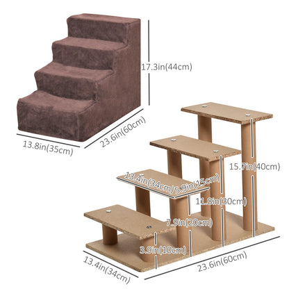 4-Step Dog Ramp for Sofa, Bed, Couch, Removable Cover, Brown Dog Stairs at Gallery Canada