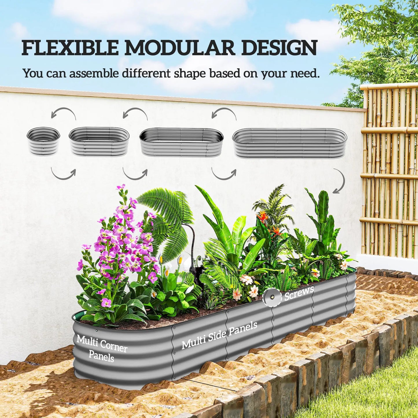 7.9 x 2 x 1ft Galvanized Raised Garden Bed, Metal Planter Box, Silver Galvanized Planter Boxes at Gallery Canada