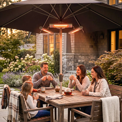 Electric Patio Heater, 3 Heating Panels, Infrared Remote, Silver Electric Tower Heaters at Gallery Canada