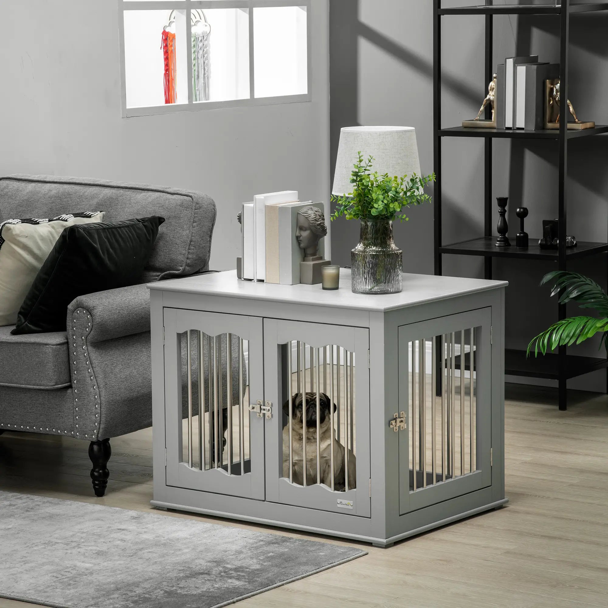 Dog Crate Furniture, Three Doors, Locks, Indoor, Medium, Grey Houses, Kennels & Pens at Gallery Canada