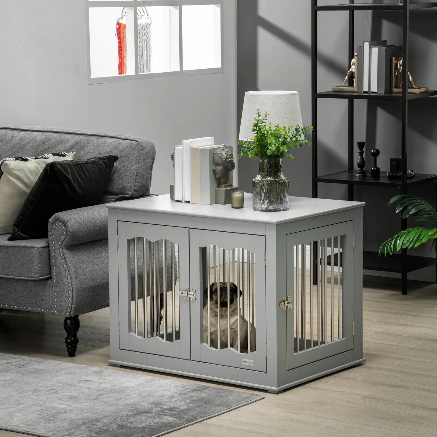 Dog Crate Furniture, Three Doors, Locks, Indoor, Medium, Grey Houses, Kennels & Pens at Gallery Canada