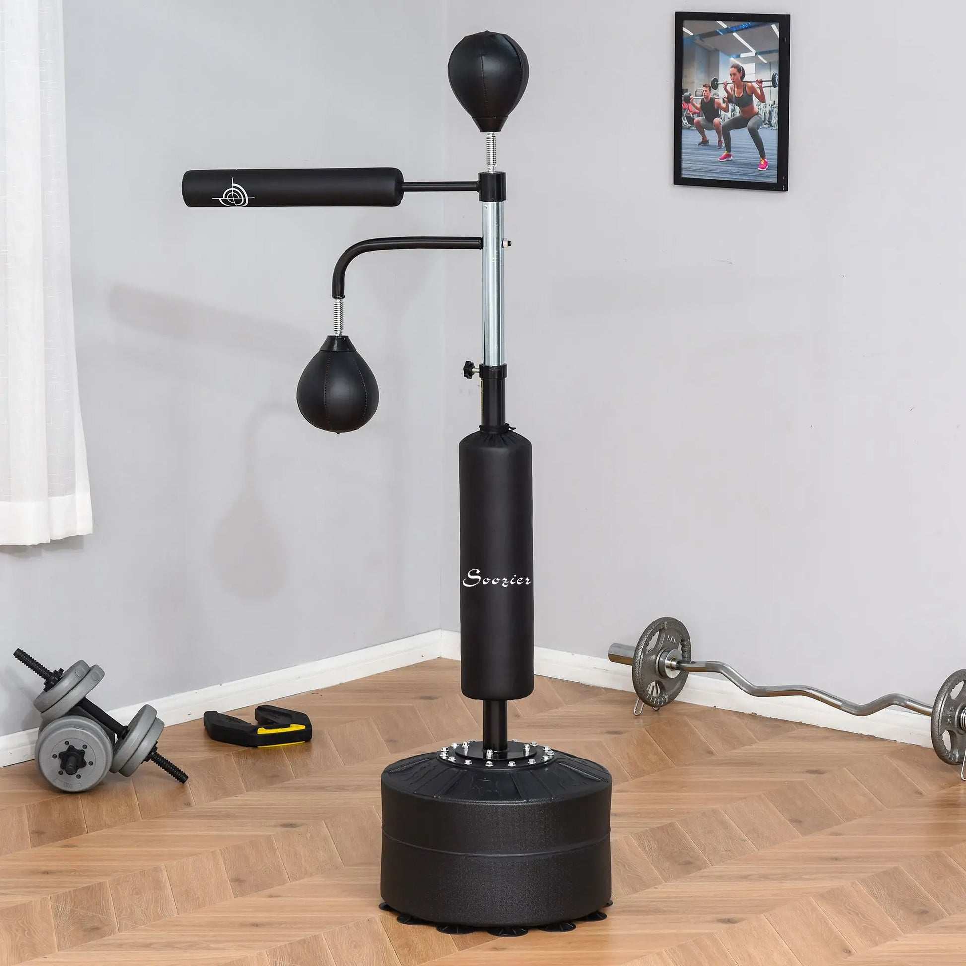 4-in-1 Free Standing Punching Bag, Adjustable Height, 2 Speed Balls, 360° Reflex Bar, Black Punching Bag Hangers at Gallery Canada