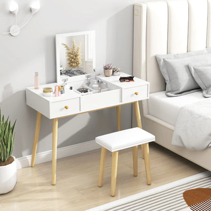 Dressing Table Set with Mirror, Stool, 2 Drawers, White Dressing & Vanity Tables at Gallery Canada