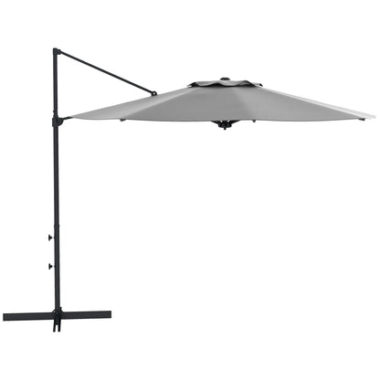 10 FT Cantilever Umbrella, Aluminum, 360° Rotation, Crank, Tilt, Grey Cantilever Umbrellas at Gallery Canada