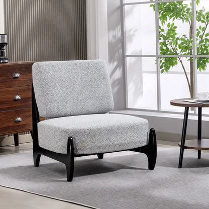 Accent Chair, Rubber Wood Frame, Wide Seat, Modern Chenille, Thick Cushion, Grey Accent Chairs at Gallery Canada