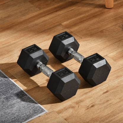 Rubber Dumbbells Weight Set, 40lbs Total, 20lbs Each, Black Dumbbells & Barbells at Gallery Canada