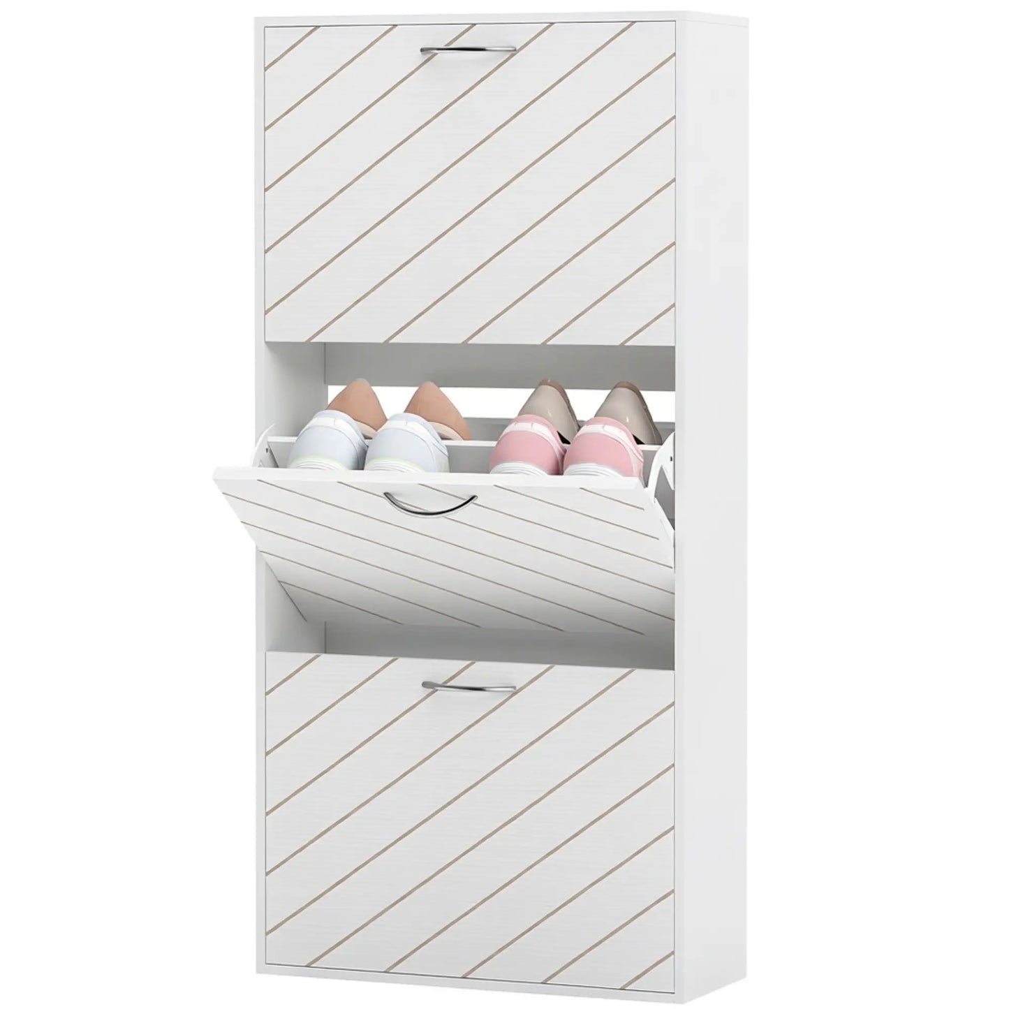 Meuble de rangement pour chaussures avec 3 tiroirs à rabat, blanc