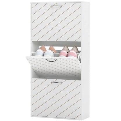 Meuble de rangement pour chaussures avec 3 tiroirs à rabat, blanc