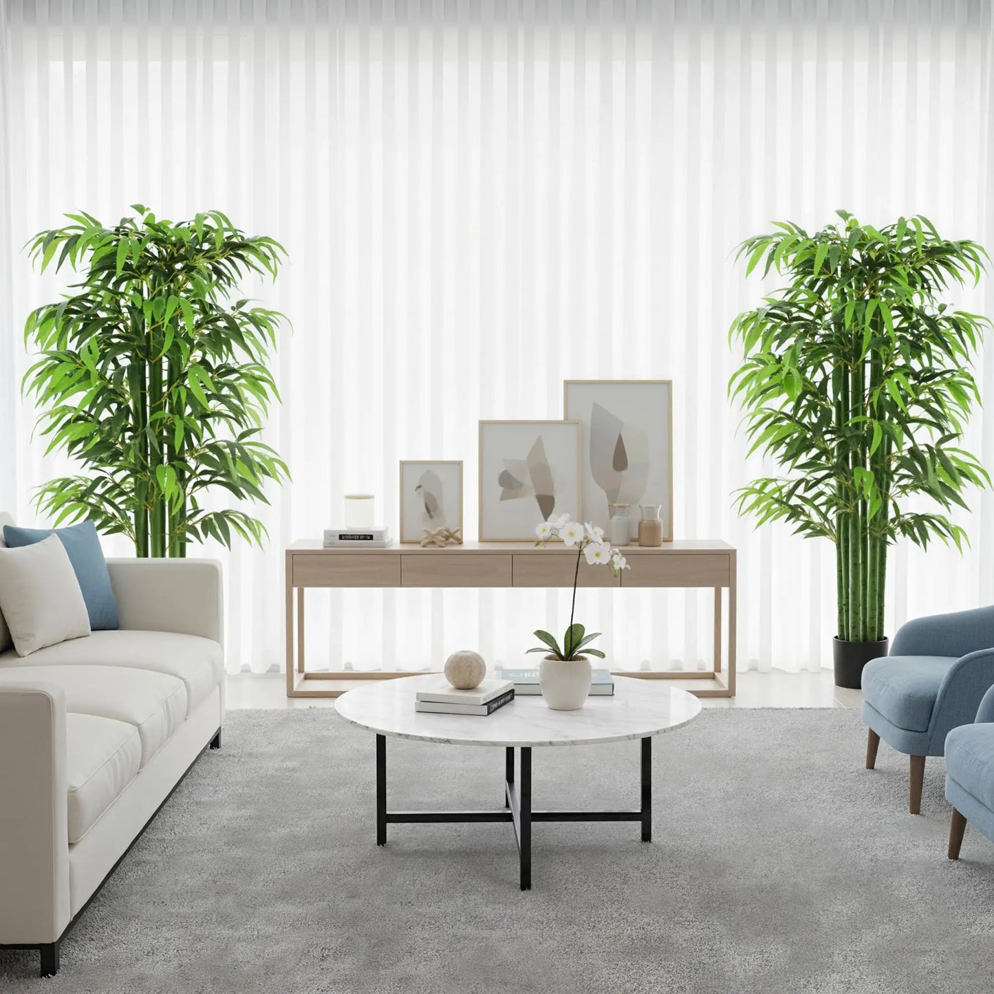 5.3ft Artificial Bamboo Tree Set Of 2, Indoor Fake Plant With Pot Artificial Trees at Gallery Canada
