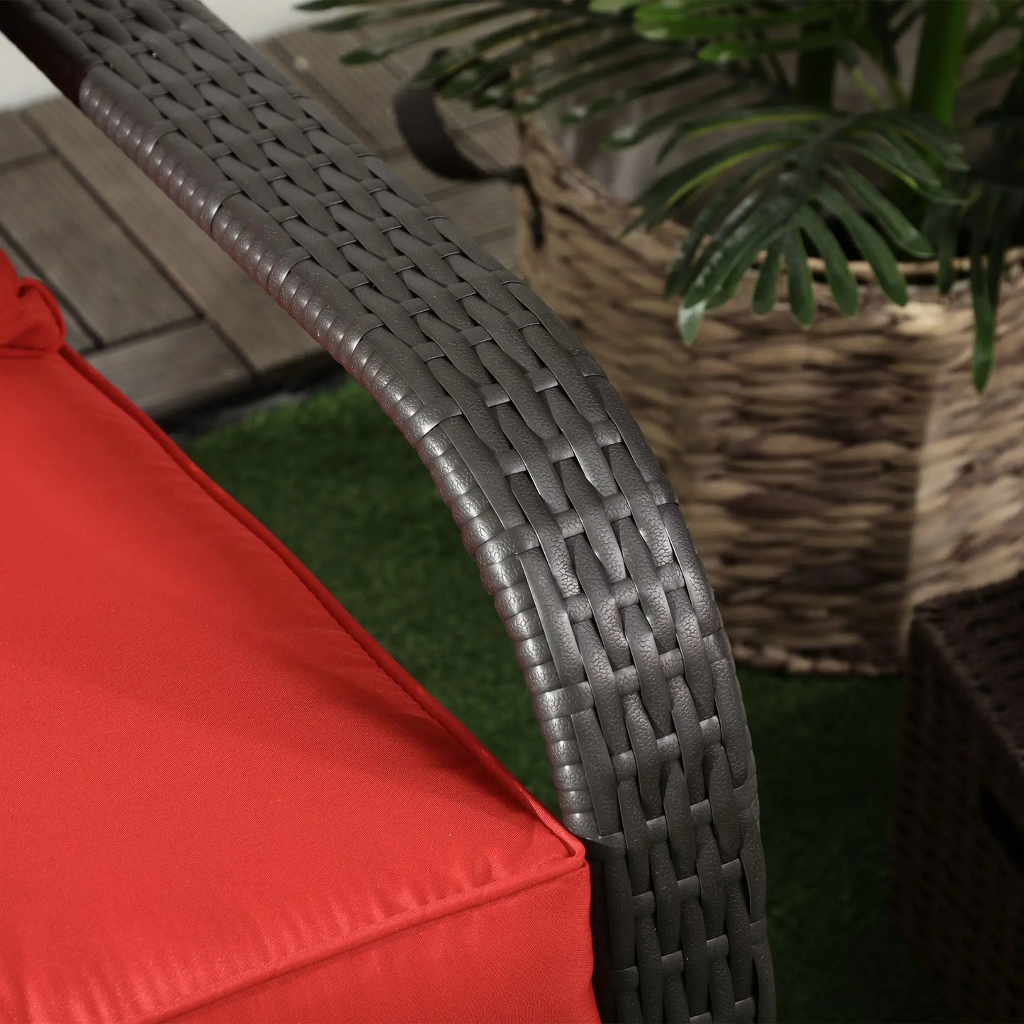 Wicker Adirondack Chair, Outdoor Rattan with Cushions, Red Patio Chairs at Gallery Canada