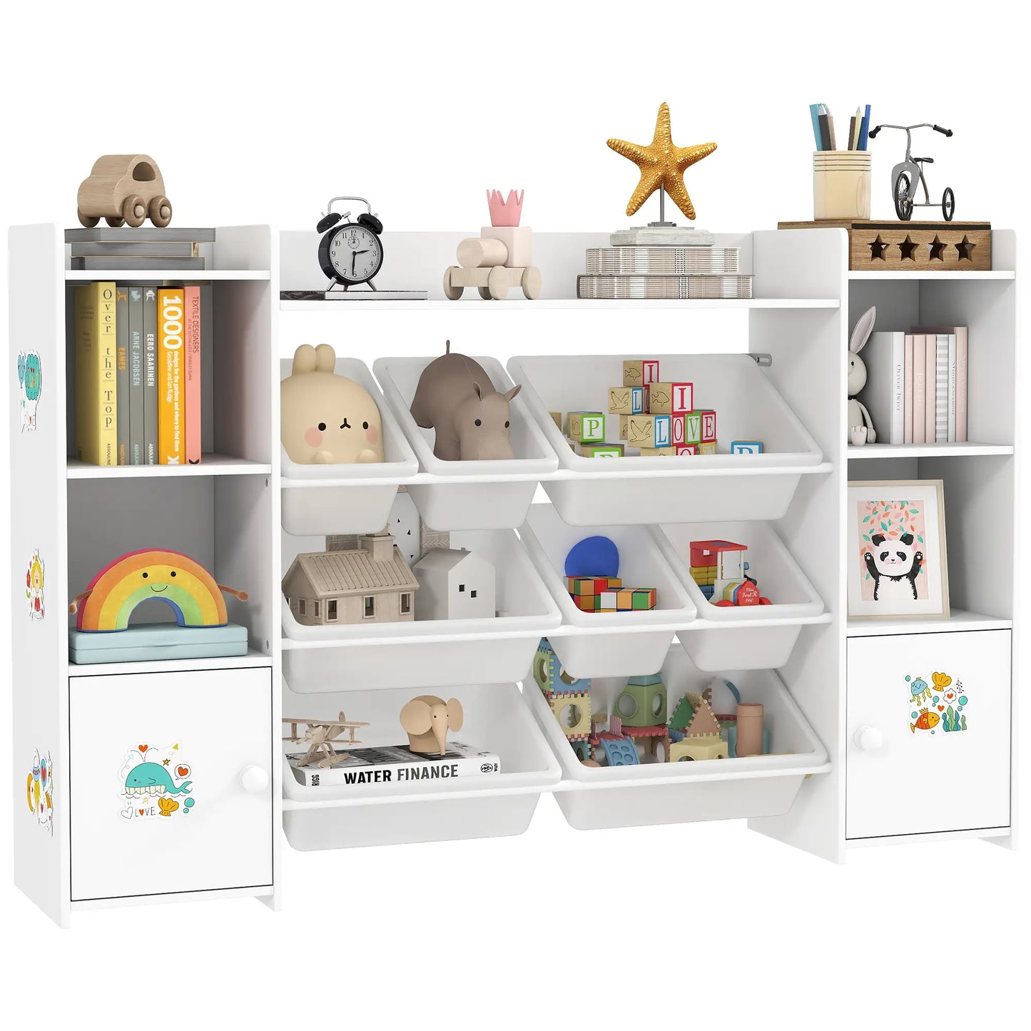 Kids Toy Organizer With 8 Removable Bins, Bookshelf, White Bookshelves & Bookcases at Gallery Canada