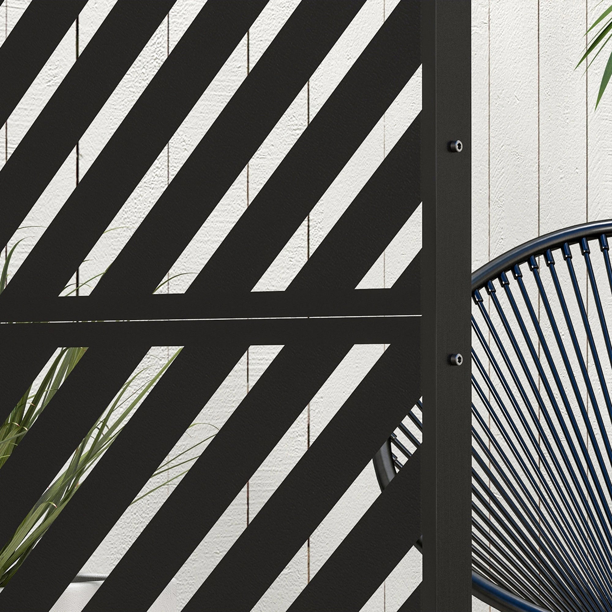 6.5FT Metal Privacy Screen, Triangle Style, Black Side Awnings at Gallery Canada