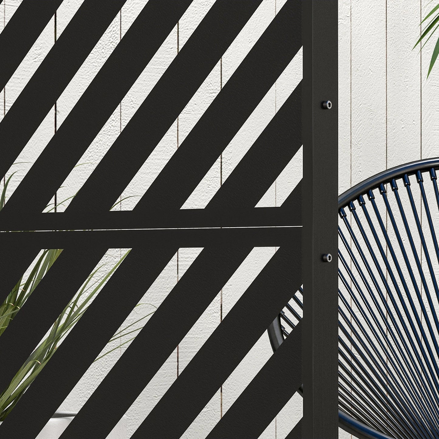 6.5FT Metal Privacy Screen, Triangle Style, Black Side Awnings at Gallery Canada