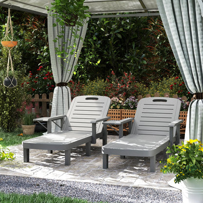 2 Tanning Chairs, 5 Position Adjustable, Foldable Side Table, Dark Grey Lounger Chairs at Gallery Canada