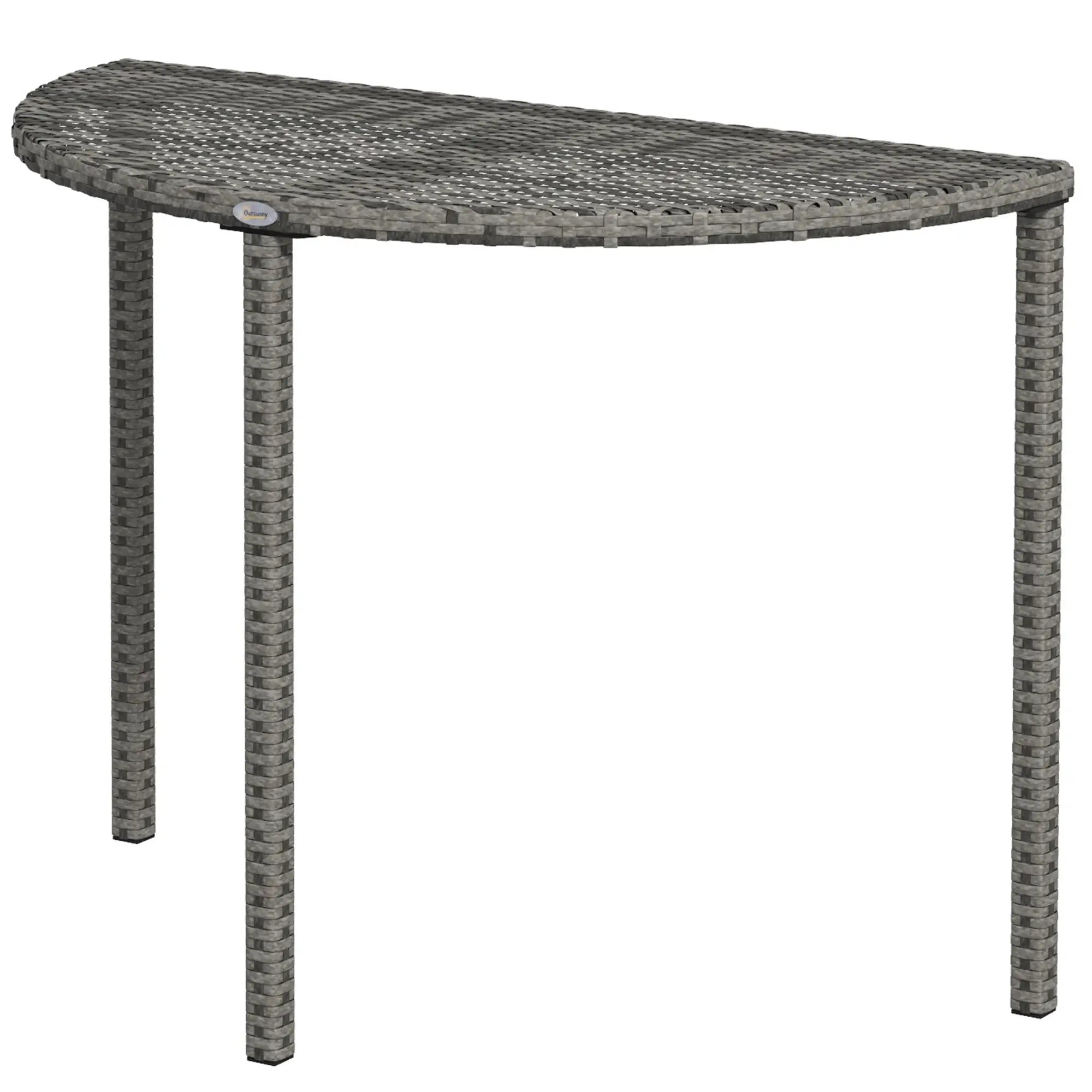 Half Round Side Table, PE Rattan Coffee Table, Metal Frame, Grey Patio Side Tables Grey at Gallery Canada