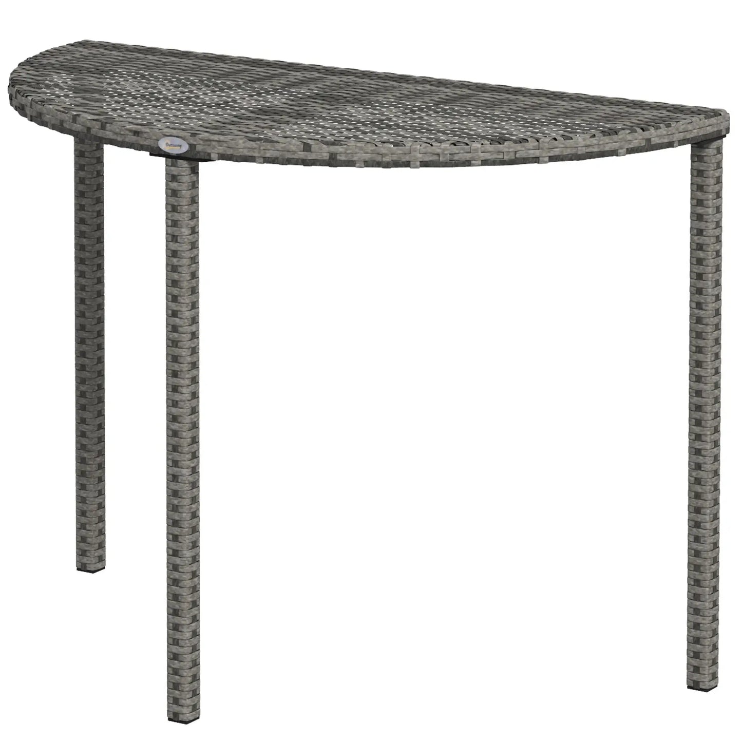 Half Round Side Table, PE Rattan Coffee Table, Metal Frame, Grey Patio Side Tables Grey at Gallery Canada