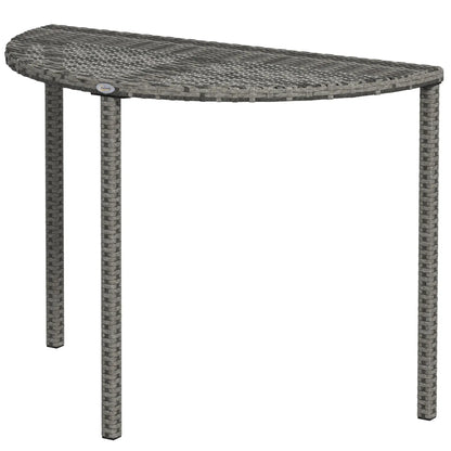 Half Round Side Table, PE Rattan Coffee Table, Metal Frame, Grey Patio Side Tables Grey at Gallery Canada