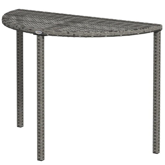 Half Round Side Table, PE Rattan Coffee Table, Metal Frame, Grey Patio Side Tables Grey at Gallery Canada