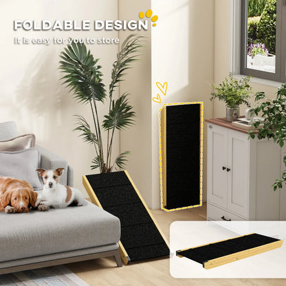 33 Foldable Dog Ramp, 4-Level Adjustable, Natural Wood Dog Stairs at Gallery Canada