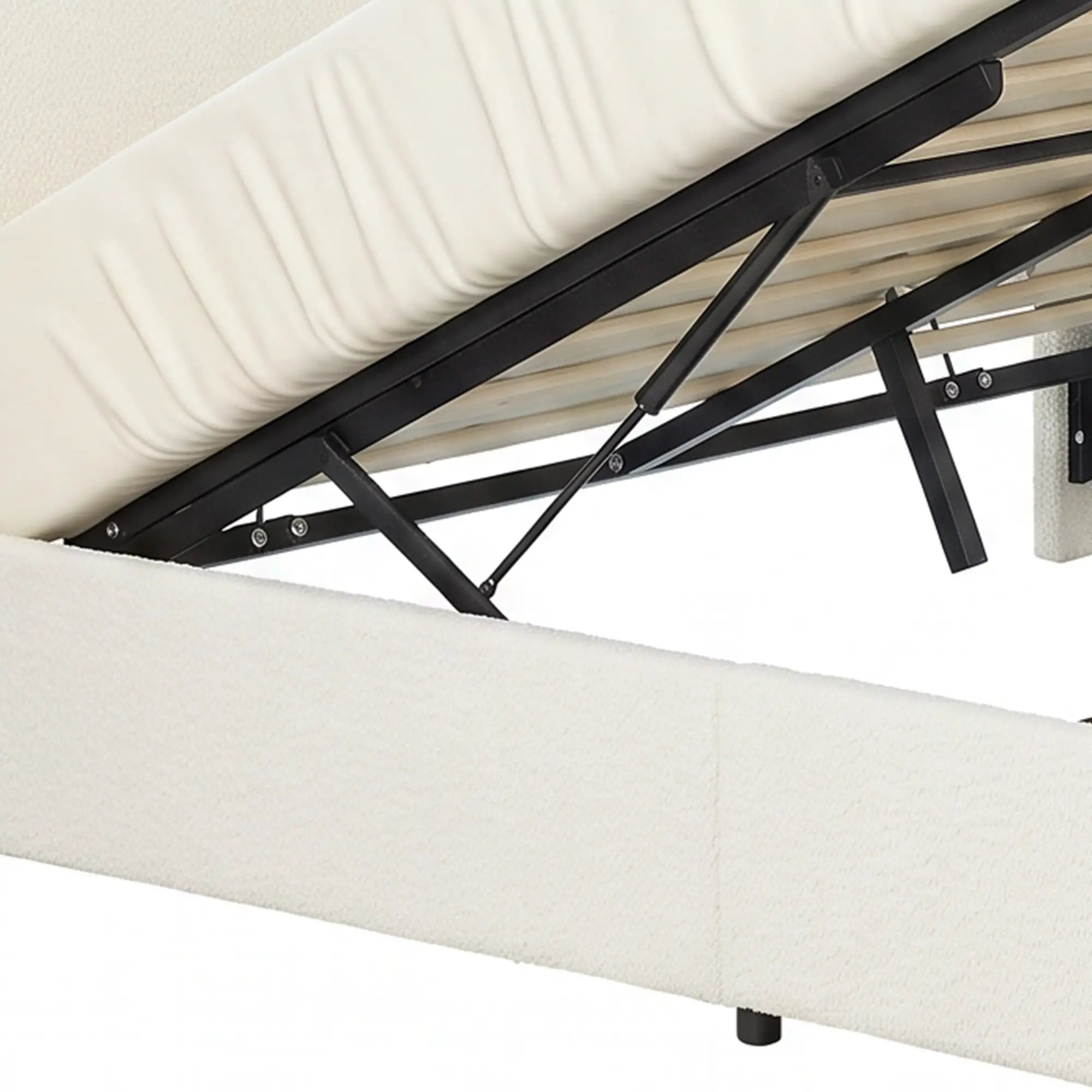 Queen Bed Frame with Charging Station, LED Lights, Adjustable Headboard, White Bed Frames at Gallery Canada