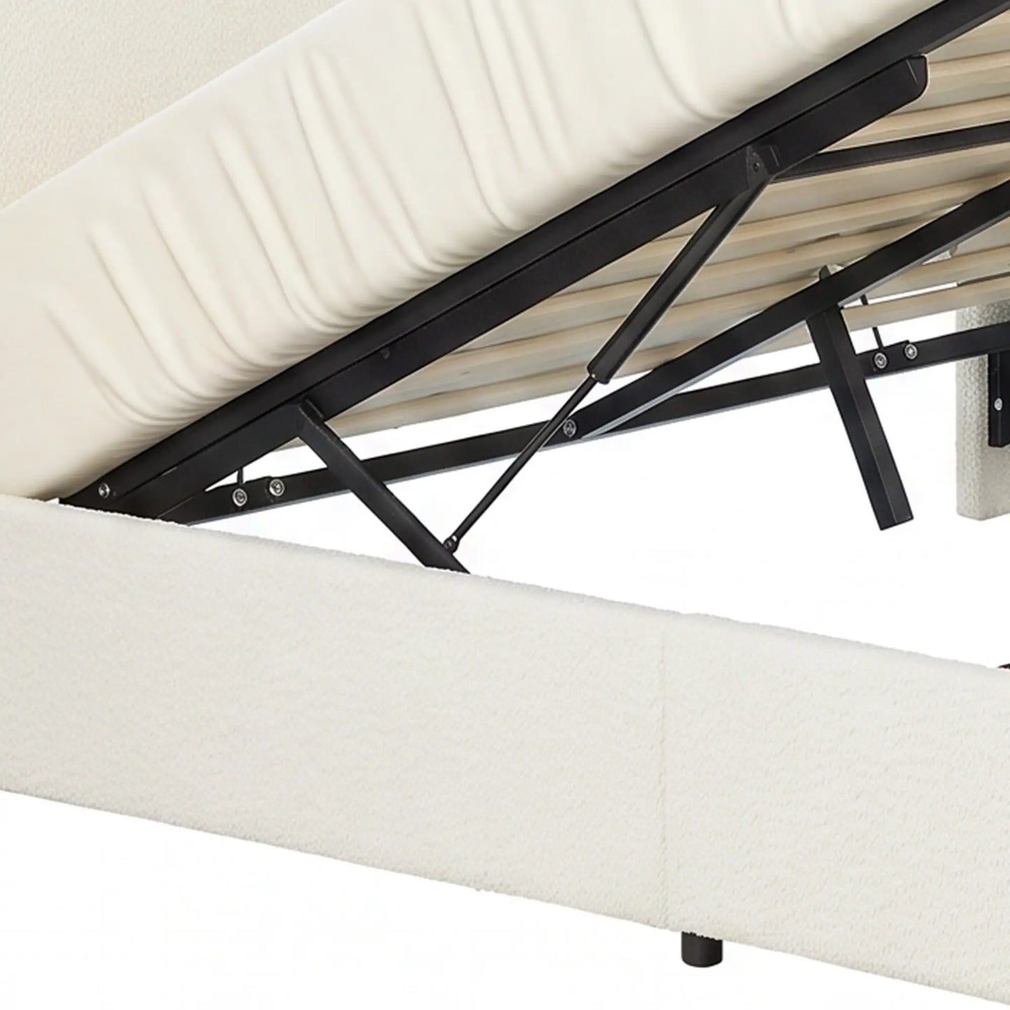 Queen Bed Frame with Charging Station, LED Lights, Adjustable Headboard, White Bed Frames at Gallery Canada