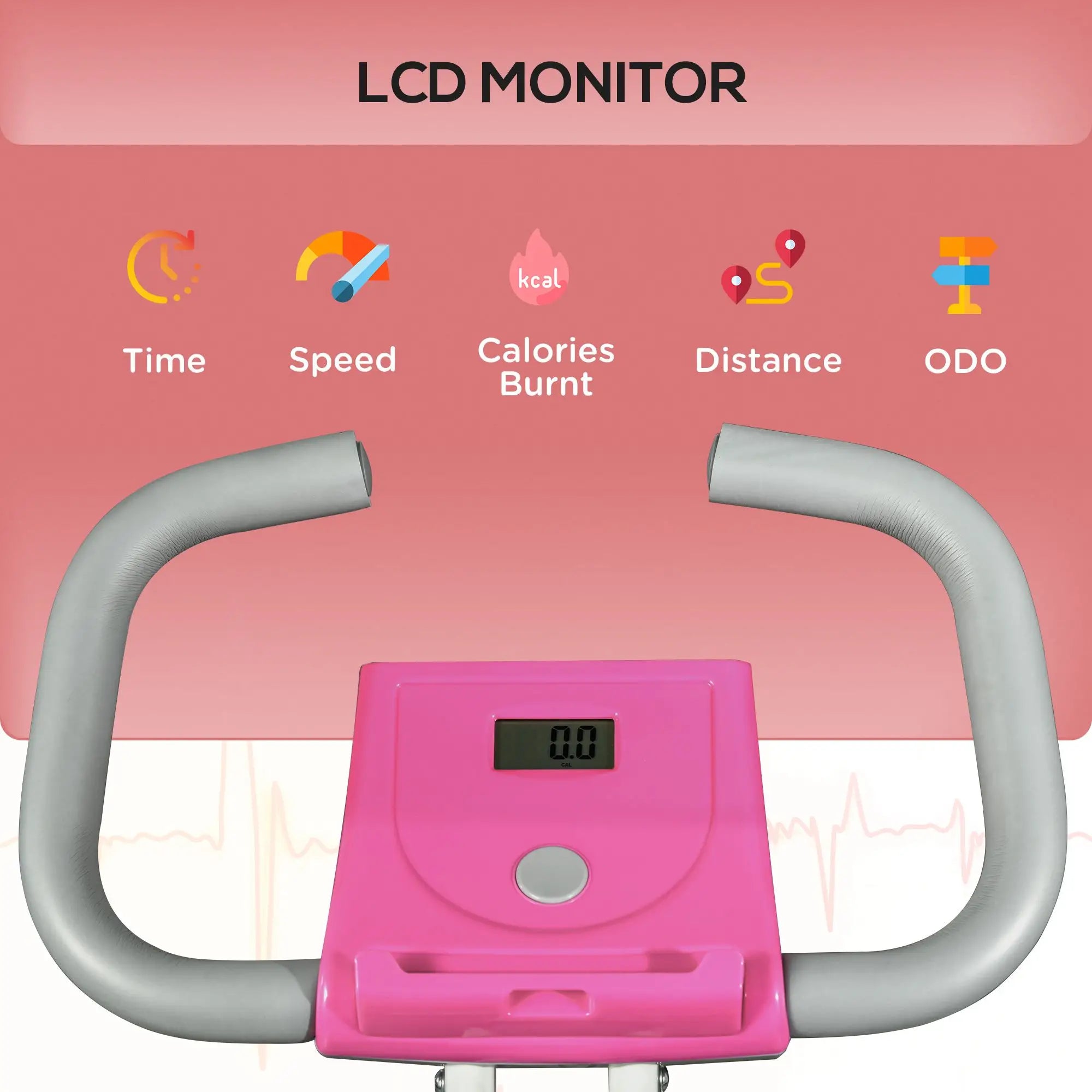 Foldable Magnetic Exercise Bike, 8 Level Resistance, Pink Exercise & Stationary Bikes at Gallery Canada