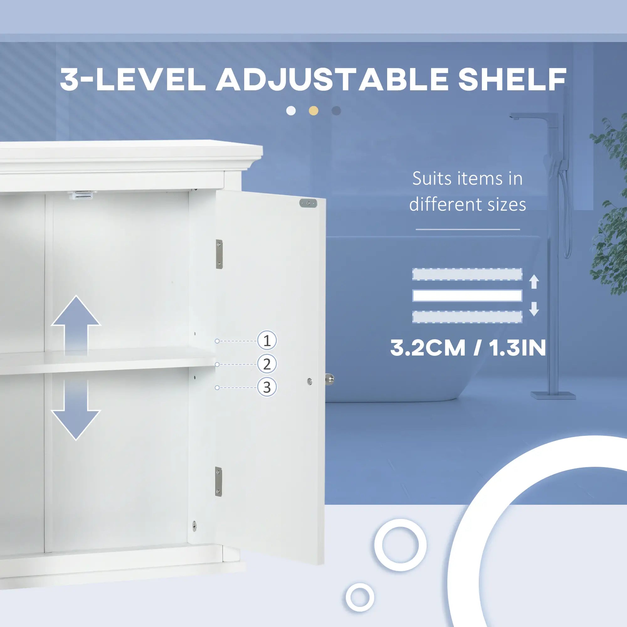 Over Toilet Storage Cabinet, Adjustable Shelf, White Wall Mounted Cabinets at Gallery Canada