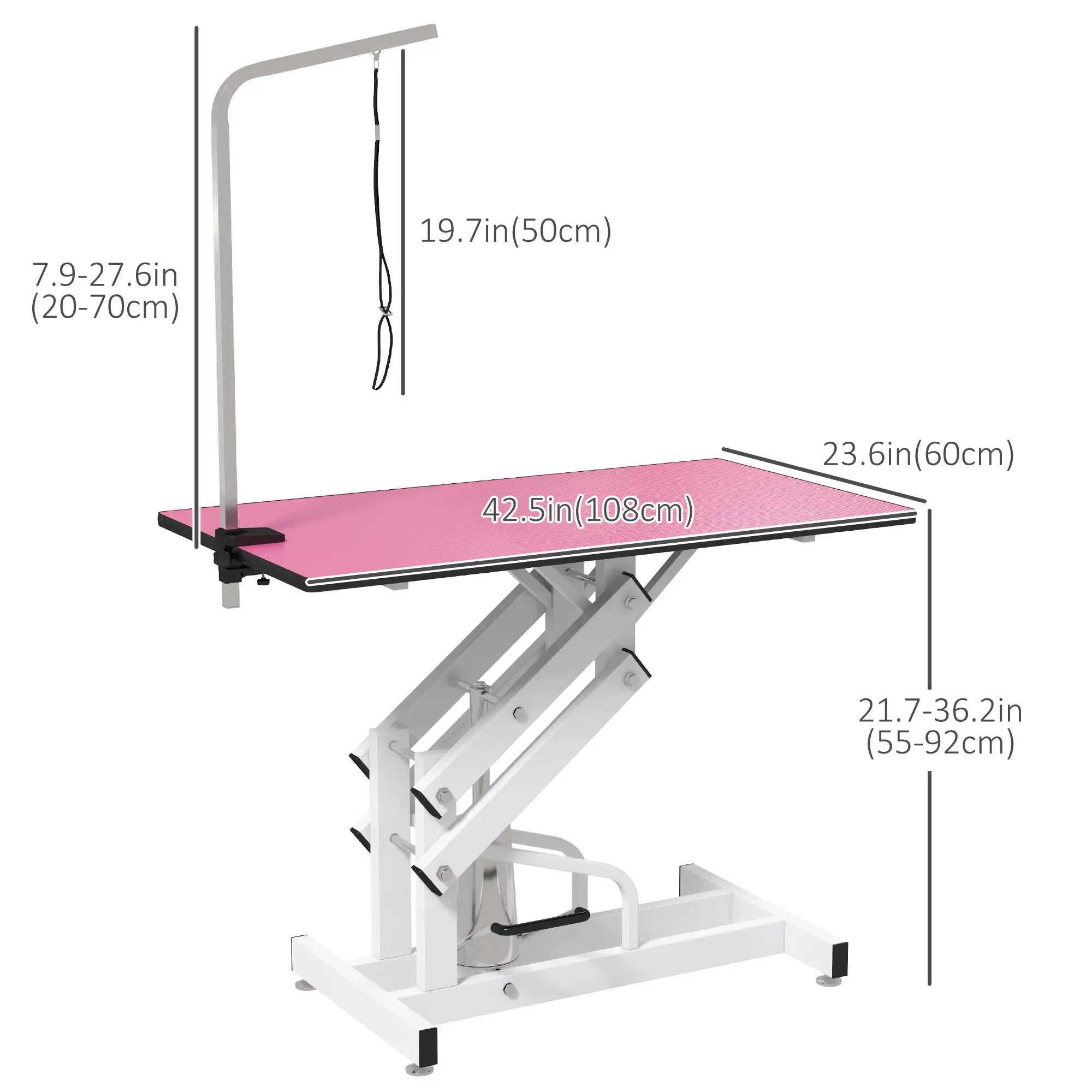 Adjustable Dog Grooming Table with Arm, Noose, Non-Slip, Pink Dog Grooming Tables at Gallery Canada
