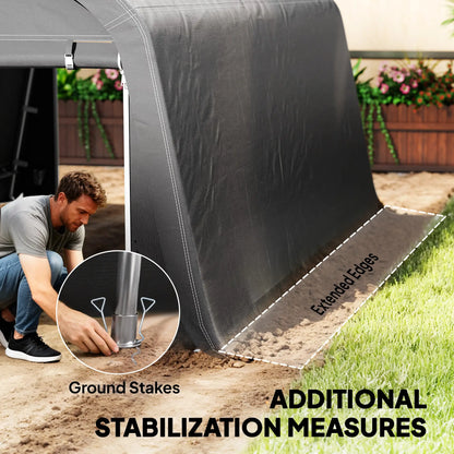 10' x 15' Portable Shed, Outdoor Storage Tent, Dark Grey Sheds at Gallery Canada