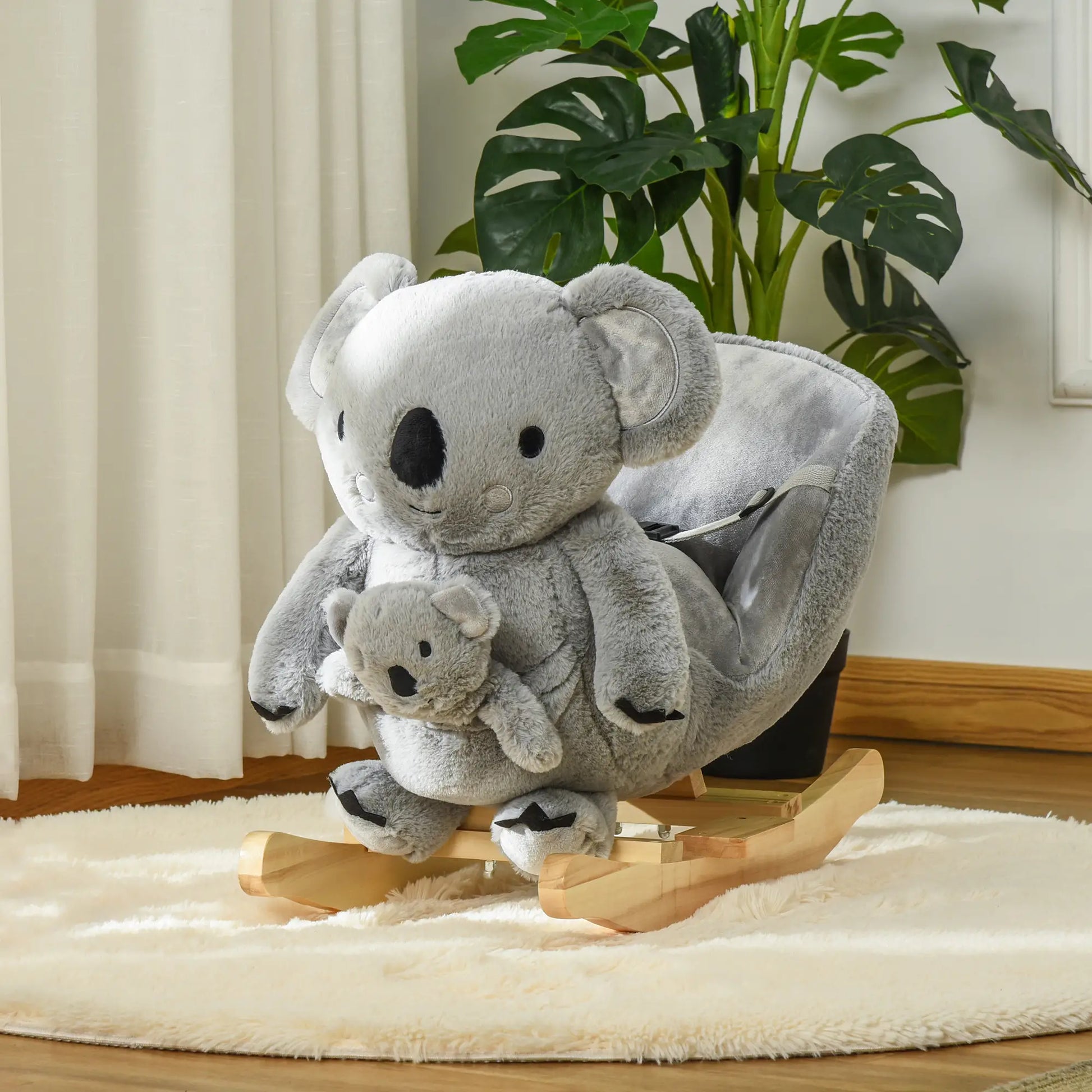 Kids Plush Ride-On Rocking Horse, Koala-Shaped, Realistic Sounds, 18-36 Months, Grey Rocking Horses at Gallery Canada