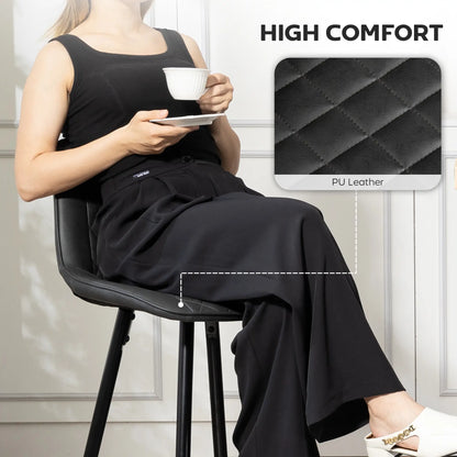 PU Leather Counter Height Bar Chairs Set of 2, 27.75" Bar Stools, Black Bar Stools at Gallery Canada