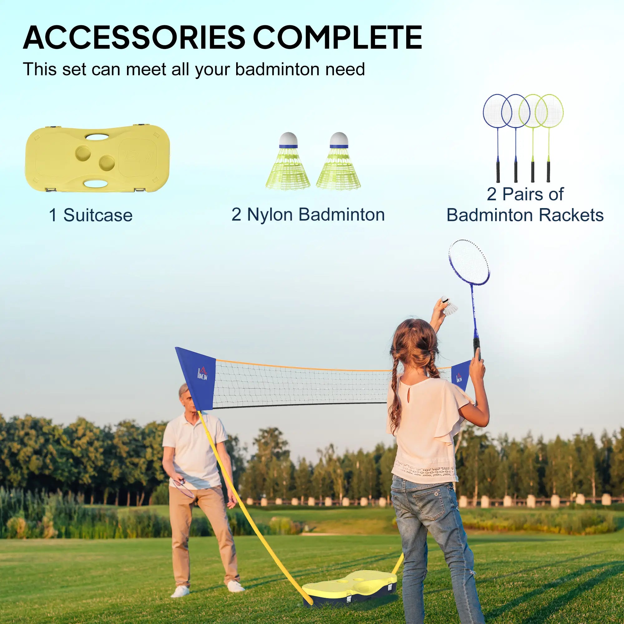 Portable Badminton Net Set, 9.5x5 ft, Foldable, Includes Rackets, Shuttlecocks Badminton at Gallery Canada