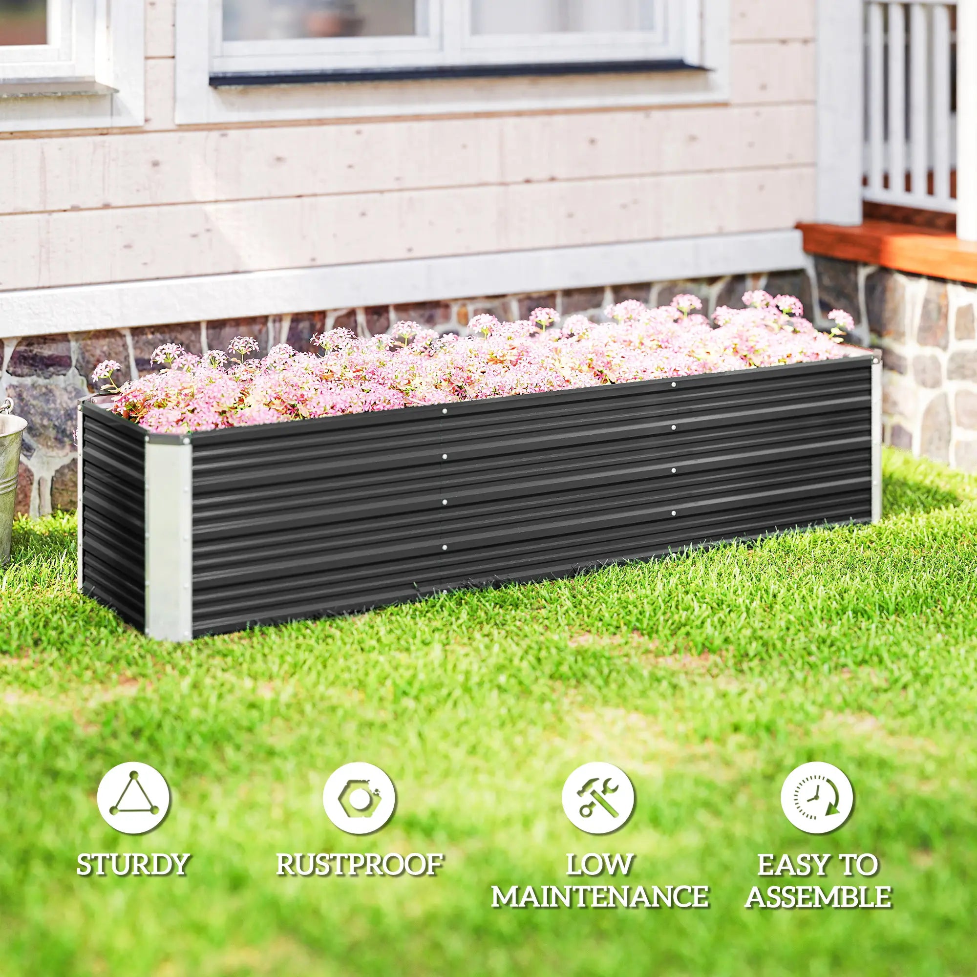 6' x 1.5' x 1.3' Galvanized Raised Garden Bed, Elevated Metal Planter Box, Dark Grey Raised Garden Beds at Gallery Canada