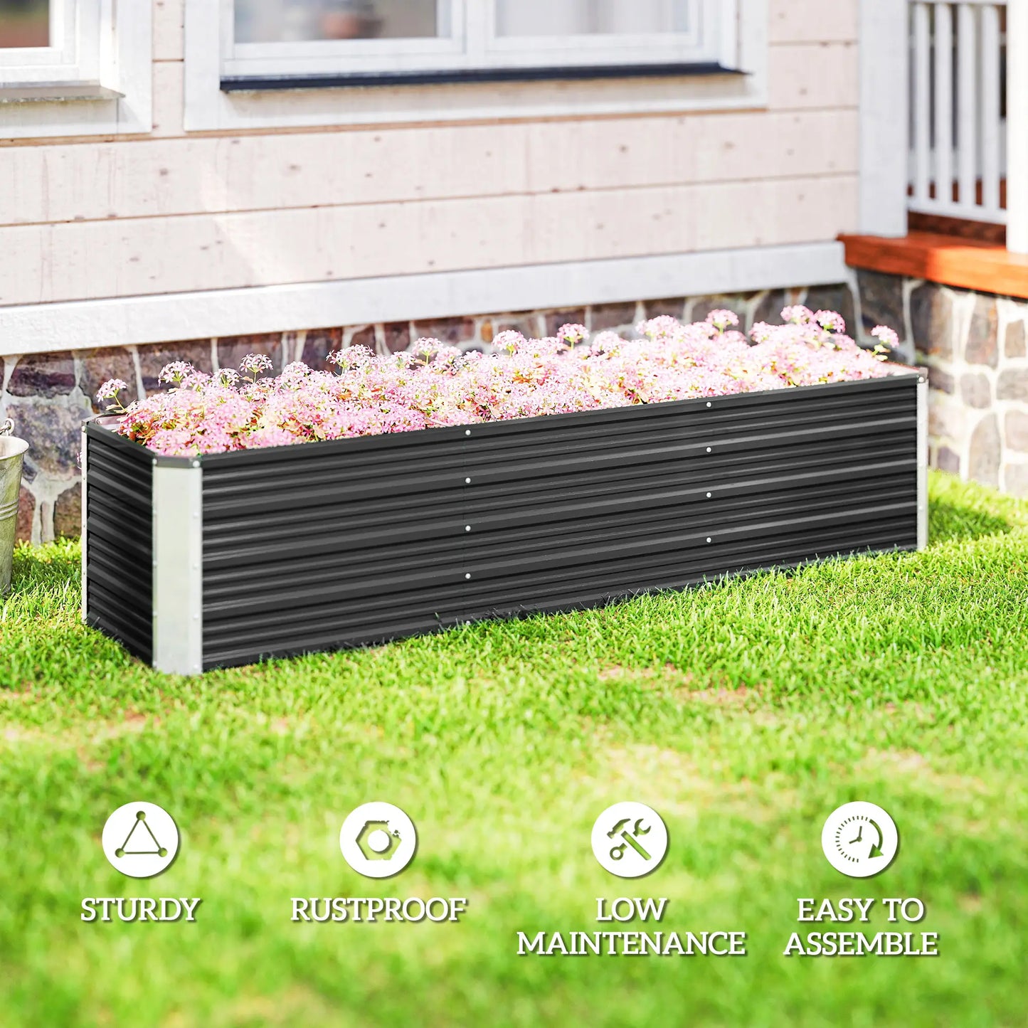 6' x 1.5' x 1.3' Galvanized Raised Garden Bed, Elevated Metal Planter Box, Dark Grey Raised Garden Beds at Gallery Canada