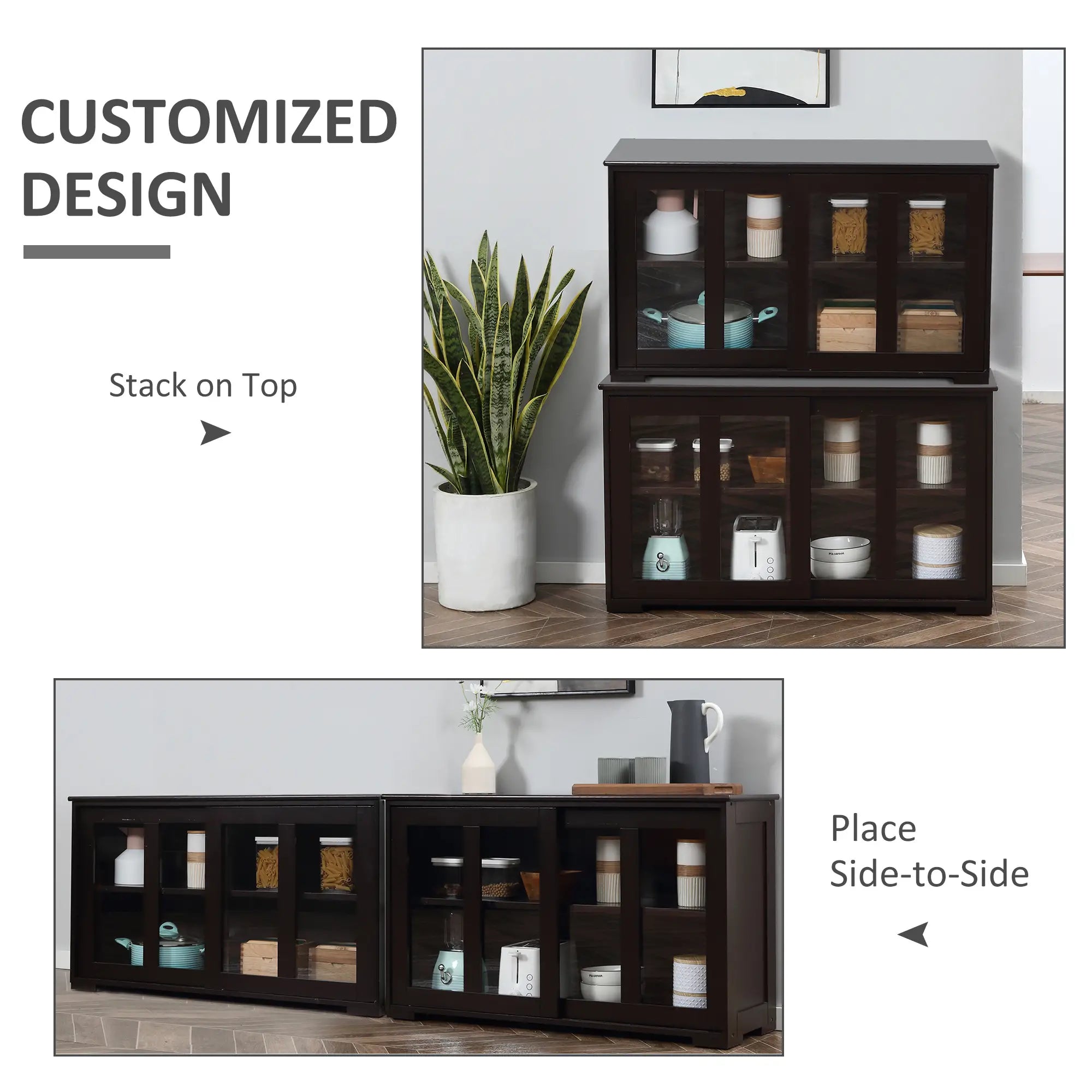 Modern Kitchen Sideboard, Stackable Storage Cabinet, Sliding Glass Door Bar Cabinets at Gallery Canada