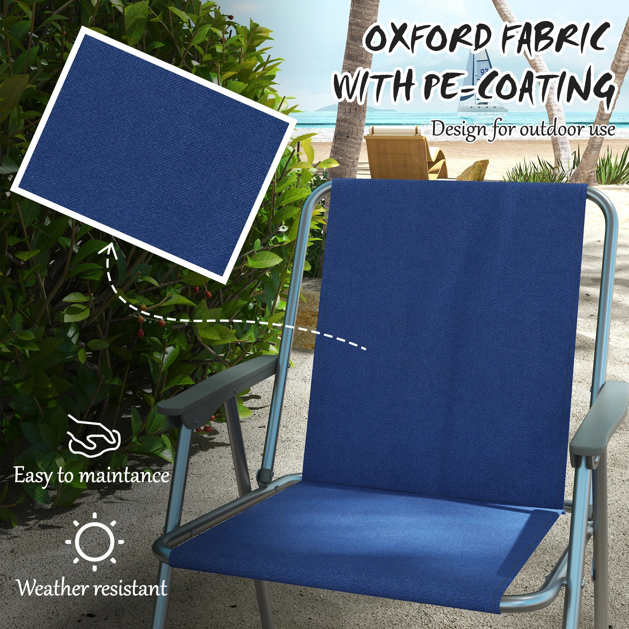 4 Pack Folding Camping Chairs, Oxford Fabric, Dark Blue Patio Chairs at Gallery Canada
